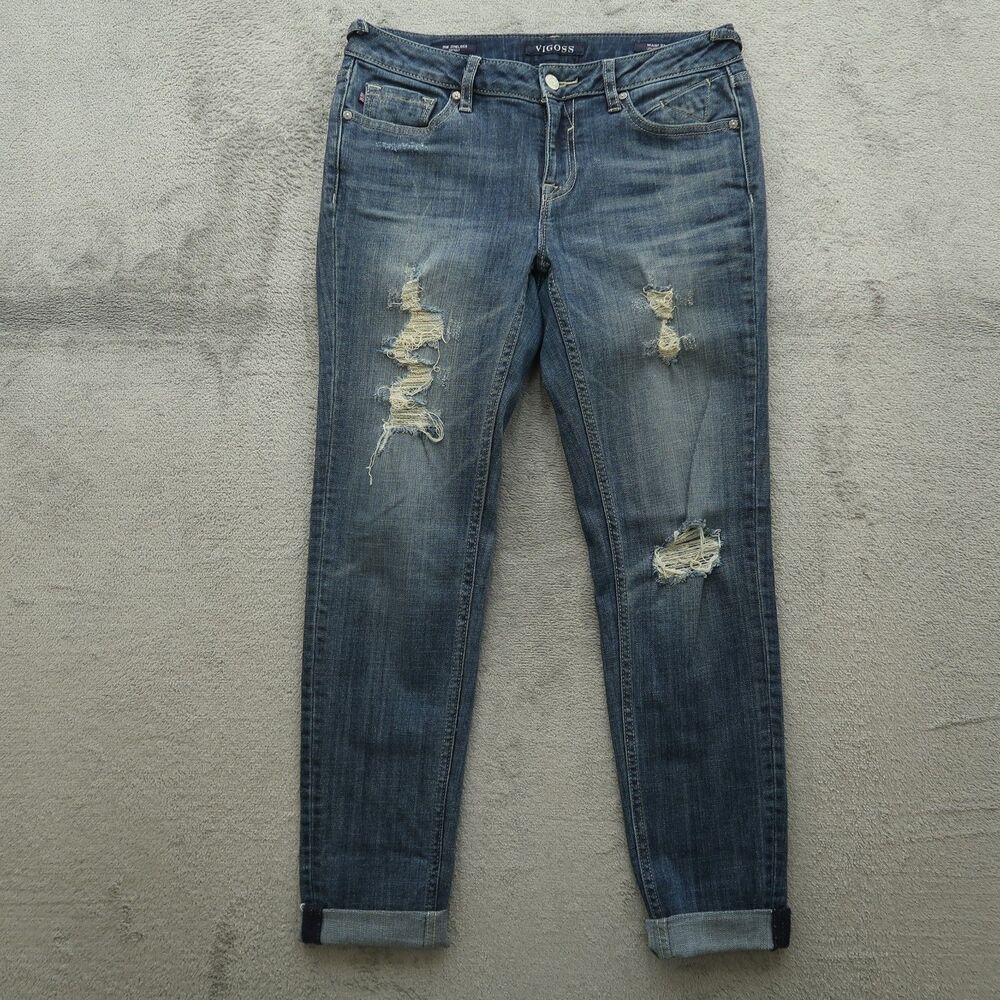 VIGOSS Jeans Women's 27 Low-Rise The Chelsea Skinny Denim 27" Inseam Distressed